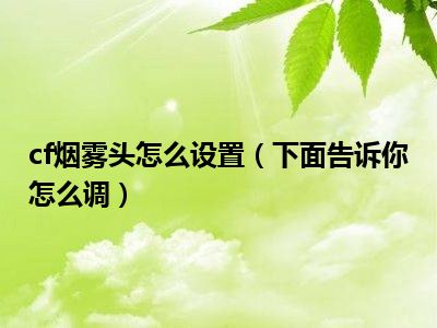 游戏里调烟雾头_烟雾头游戏亮度调多少_cf怎么调烟雾头可以让游戏画面更好看